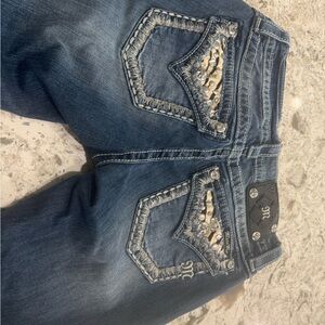 Women's Blue Jeans with Embellished Pockets
